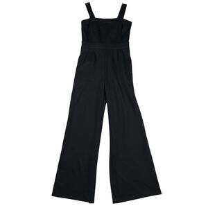 Jude Connally Black Ponte Knit Jumpsuit Flare Leg Square Neckline Size XS